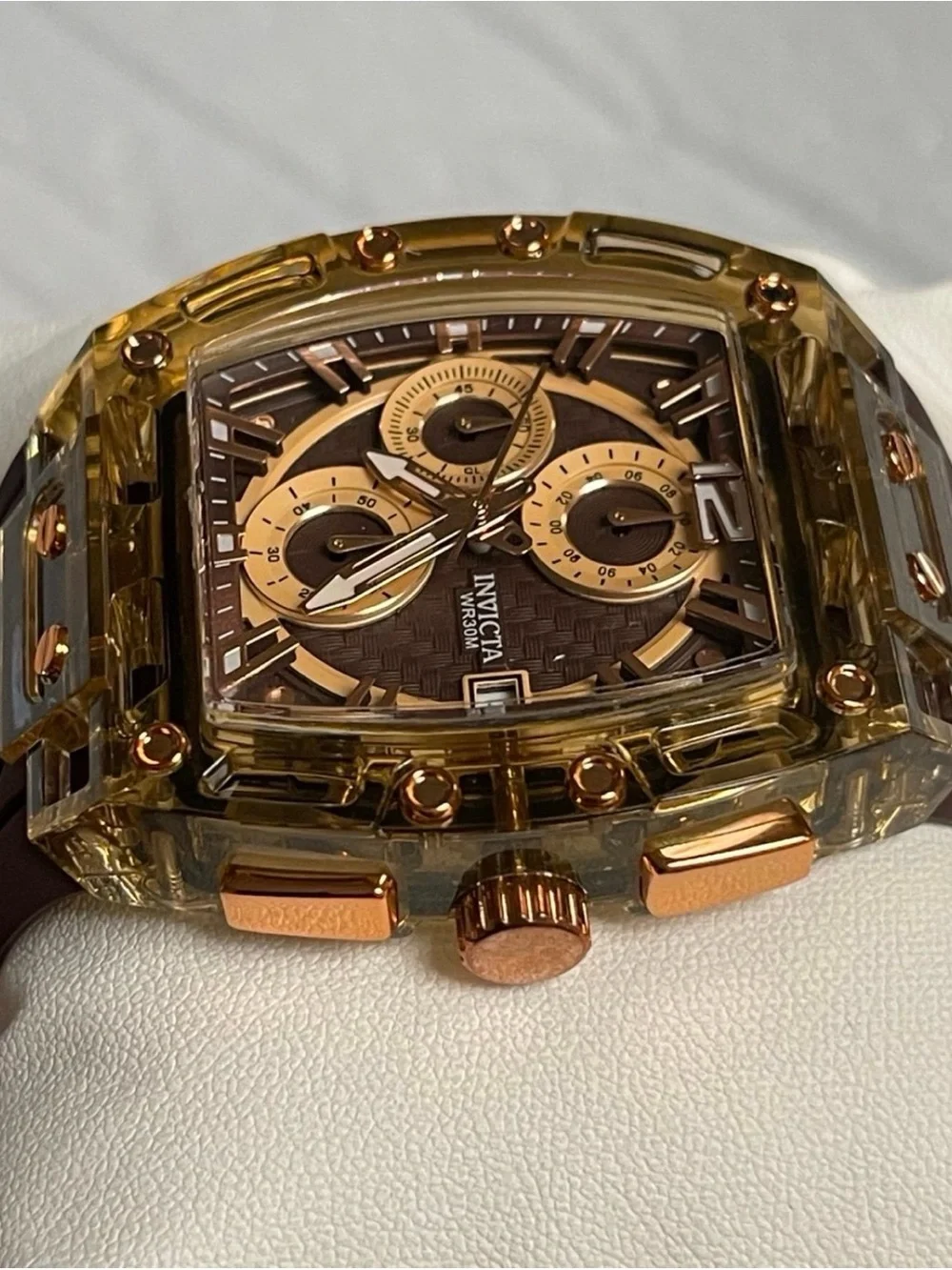Invicta S1 Rally Allogrip Men 42mm Brown Tone Case Brown Metal Dial Brown Band